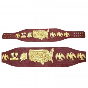 USA Heavy Weight Championship Belt Gold Plating Genuine 3MM Crocodile Leather
