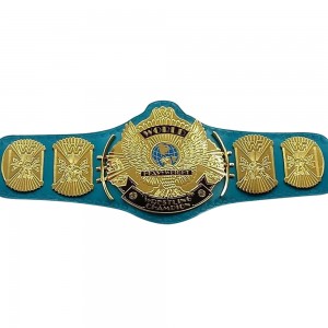 Classic Gold Winged Eagle Championship Replica Title Belt Thick Plated Genuine Leather Adult Blue