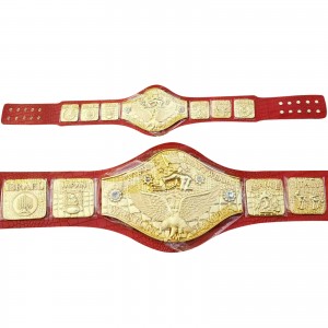 WWWF Backlund Wrestling Championship Belt Crocodile Leather Thick Plated 8mm Adult Red